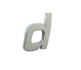 Znak písmeno malé "d" samolepící 3D PLASTIC chromovaný