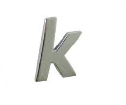 Znak písmeno malé "k" samolepící 3D PLASTIC chromovaný