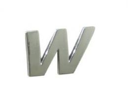 Znak písmeno malé "w" samolepící 3D PLASTIC chromovaný