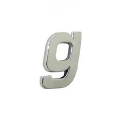 Znak písmeno malé "g" samolepící 3D PLASTIC chromovaný