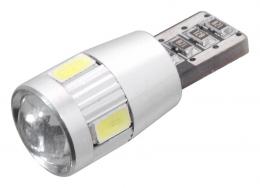 Žárovka LED 12 V T10 6 SMD s rezistorem CAN-BUS ready bílá