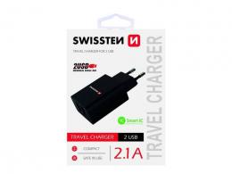 Síťový adaptér s USB SWISSTEN SMART černý